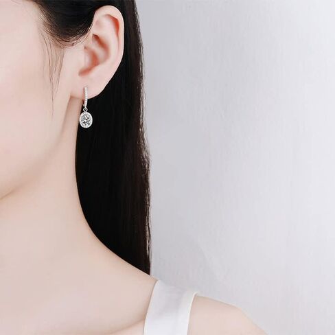 14K Gold Elegant Moissanite Drop Earrings, Round/Oval Cut Moissanite Hoop Dangle Earrings, Luxurious Wife or Mother Gift, Ideal for Birthday, Anniversary, or Special Celebrations in Kuwait