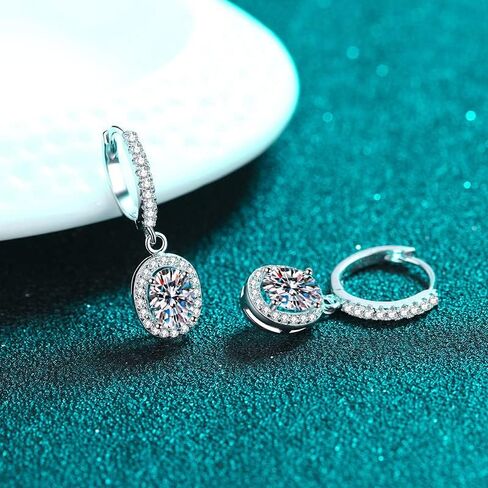 14K Gold Elegant Moissanite Drop Earrings, Round/Oval Cut Moissanite Hoop Dangle Earrings, Luxurious Wife or Mother Gift, Ideal for Birthday, Anniversary, or Special Celebrations in Kuwait