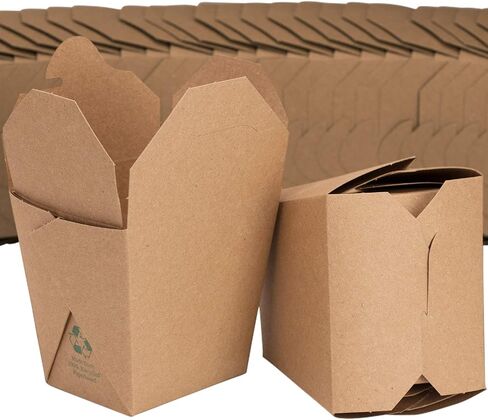 Recyclable 8oz 16oz Brown Chinese Takeout Boxes 100pk. 50 Each 16 and 8 Ounce Leakproof, Greaseproof To Go Containers For Restaurants and Food Service. Best Value Bulk Pack Microwaveable Meal Pails in Saudi Arabia