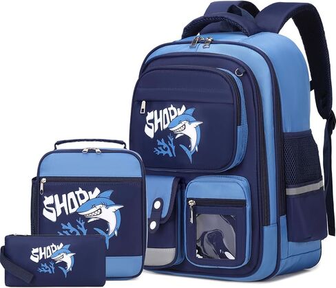 3PCS Boys Backpack, Kids Backpack for Boys with Lunch Box Pencil Case, Cool Shark Backpack for Boys, Schoolbag Bookbag for Kindergarten Elementary Middle High School in Saudi Arabia