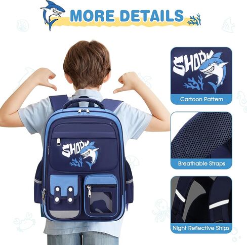 3PCS Boys Backpack, Kids Backpack for Boys with Lunch Box Pencil Case, Cool Shark Backpack for Boys, Schoolbag Bookbag for Kindergarten Elementary Middle High School in Saudi Arabia