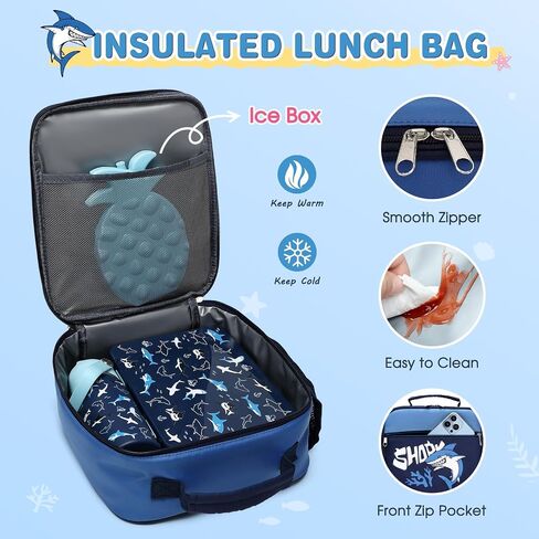3PCS Boys Backpack, Kids Backpack for Boys with Lunch Box Pencil Case, Cool Shark Backpack for Boys, Schoolbag Bookbag for Kindergarten Elementary Middle High School in Saudi Arabia
