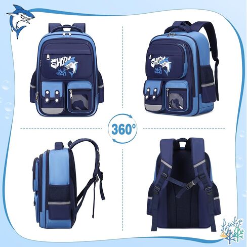 3PCS Boys Backpack, Kids Backpack for Boys with Lunch Box Pencil Case, Cool Shark Backpack for Boys, Schoolbag Bookbag for Kindergarten Elementary Middle High School in Saudi Arabia