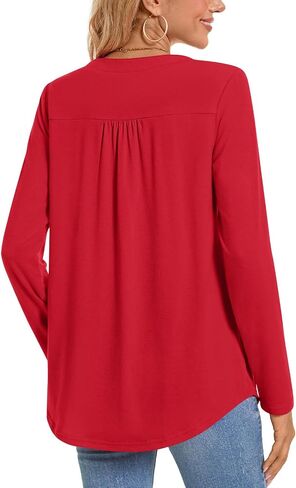 Bestbee Women's Long Sleeve Button-Down Shirts Henley Neck Tunic Tops 2025 Spring Casual T-Shirts Dressy Blouses in Saudi Arabia