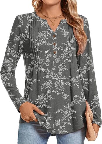 Bestbee Women's Long Sleeve Button-Down Shirts Henley Neck Tunic Tops 2025 Spring Casual T-Shirts Dressy Blouses in Saudi Arabia