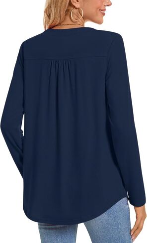 Bestbee Women's Long Sleeve Button-Down Shirts Henley Neck Tunic Tops 2025 Spring Casual T-Shirts Dressy Blouses in Saudi Arabia
