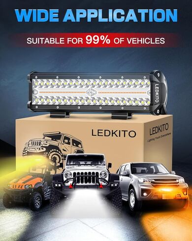 12 inch LED Light Bar Kit with 5 Pin Rocker Switch Wiring Harness Triple Row Flood Spot Combo Off Road Driving Fog Lights LED Bar Work Lights for Trucks UTV ATV Tractor Golf Cart in Kuwait