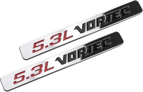 2 حزمة 5.3l Vortec غطاء المحرك شعارات محرك ثلاثية الأبعاد متوافقة مع Silverado Z71 GMC Sierra (كروم) in Kuwait