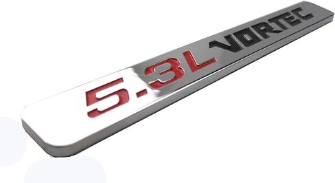 2 حزمة 5.3l Vortec غطاء المحرك شعارات محرك ثلاثية الأبعاد متوافقة مع Silverado Z71 GMC Sierra (كروم) in Kuwait