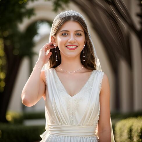 مجموعة مجوهرات ذهبية للنساء عقد من اللؤلؤ وأقراط متدلية من اللؤلؤ وأساور اللؤلؤ ومجوهرات زفاف العروس للنساء هدية in Kuwait