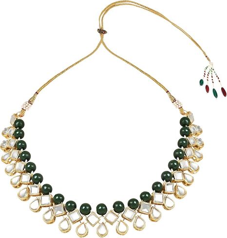 I Jewels Gold Plated Indian Wedding Bollywood Kundan Pearl Choker Necklace Jewellery Set with Earrings for Women in Kuwait