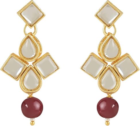 I Jewels Gold Plated Indian Wedding Bollywood Kundan Pearl Choker Necklace Jewellery Set with Earrings for Women in Kuwait