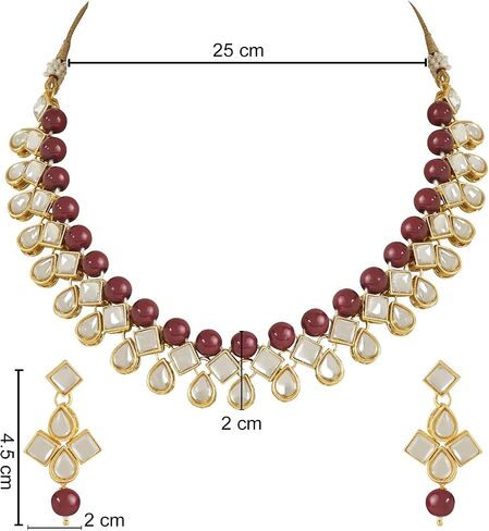 I Jewels Gold Plated Indian Wedding Bollywood Kundan Pearl Choker Necklace Jewellery Set with Earrings for Women in Kuwait
