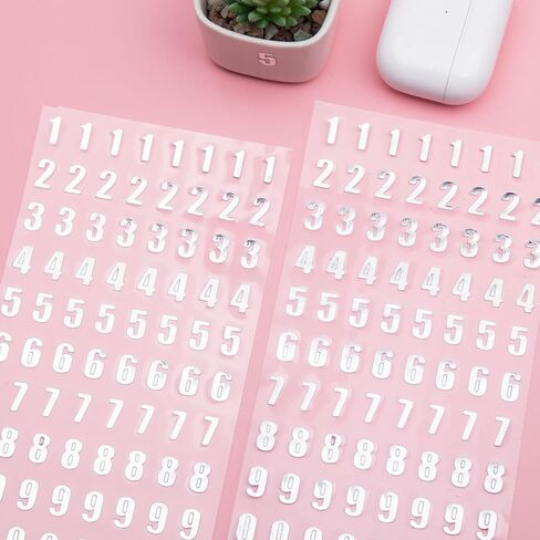 ANCIRS 4 Sheets Number Stickers, Gold & Silver Glitter 0-9 Number Stickers, Small Self Adhesive Sparkle Number Stickers Set for DIY Arts Craft Greeting Cards Gift Scrapbooks Decoration (320pcs) in Kuwait