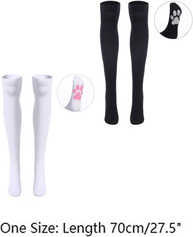 ABAFIP Women Cute Kawaii Cat Paw Print Thigh High Socks Kitten Claw Above Knee Sheer Hosiery Stockings in Saudi Arabia