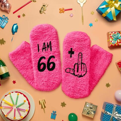 HAPPYPOP 61st Birthday Gifts Ideas for Women - Socks for 61 Year Olds, Best Gifts for 61 Year Old Woman In Dark Pink in Saudi Arabia