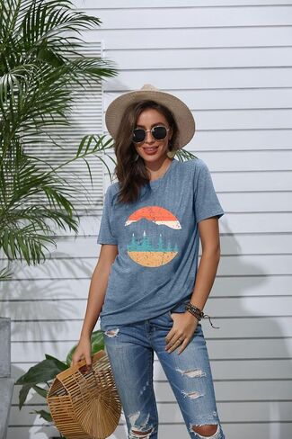 Women Nature Camping Mountain Shirt Graphic Tees Adventure Wild Outdoor T-Shirt Casual Vintage Hiking Tops in Saudi Arabia