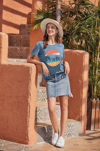 Women Nature Camping Mountain Shirt Graphic Tees Adventure Wild Outdoor T-Shirt Casual Vintage Hiking Tops in Saudi Arabia