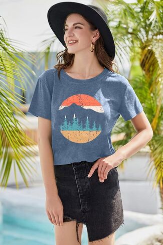 Women Nature Camping Mountain Shirt Graphic Tees Adventure Wild Outdoor T-Shirt Casual Vintage Hiking Tops in Saudi Arabia