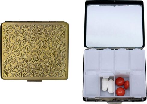 مجموعة من 2 علبة حبوب دواء أسبوعية (7 أيام) مطلية بالمعدن ومنظم أدوية محمول (فيكتوري برونزي) in Kuwait