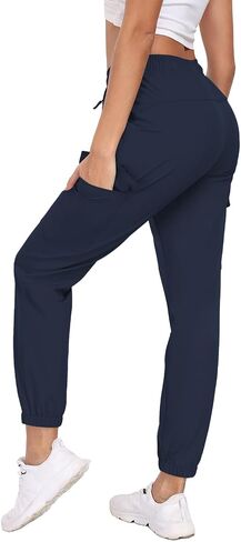 Hiking Pants for Women UPF 50+ Cargo Quick Dry Water Resistant Elastic Waist Zip Pockets Travel Work Lightweight Running in Saudi Arabia