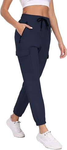 Hiking Pants for Women UPF 50+ Cargo Quick Dry Water Resistant Elastic Waist Zip Pockets Travel Work Lightweight Running in Saudi Arabia
