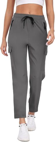 Hiking Pants for Women UPF 50+ Cargo Quick Dry Water Resistant Elastic Waist Zip Pockets Travel Work Lightweight Running in Saudi Arabia