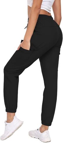 سراويل للمشي لمسافات طويلة للنساء UPF 50+ البضائع سريعة الجفاف مقاومة للماء خصر مرن جيوب بسحاب السفر العمل خفيف الوزن الجري in Kuwait