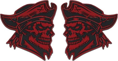 Pirate Emblem, Custom Skeleton Skull Car Badge 3D Decal Sticker, Durable Weatherproof Exterior Trunk Hood Fender, Car Truck SUV Red in Kuwait