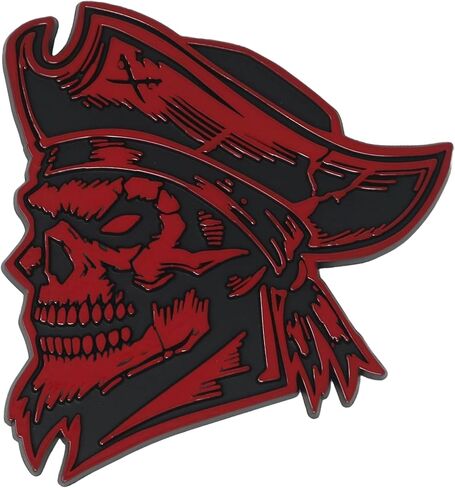 Pirate Emblem, Custom Skeleton Skull Car Badge 3D Decal Sticker, Durable Weatherproof Exterior Trunk Hood Fender, Car Truck SUV Red in Kuwait