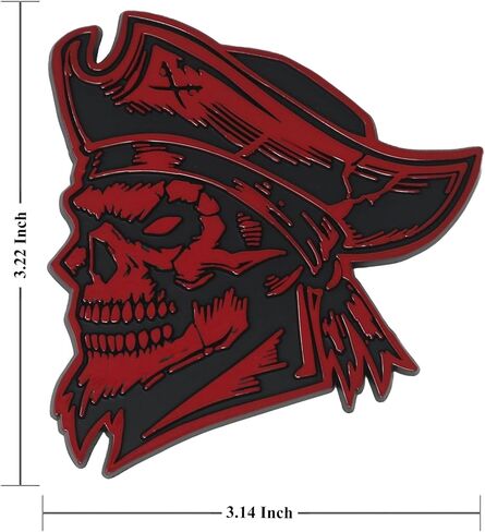 Pirate Emblem, Custom Skeleton Skull Car Badge 3D Decal Sticker, Durable Weatherproof Exterior Trunk Hood Fender, Car Truck SUV Red in Kuwait