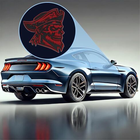 Pirate Emblem, Custom Skeleton Skull Car Badge 3D Decal Sticker, Durable Weatherproof Exterior Trunk Hood Fender, Car Truck SUV Red in Kuwait