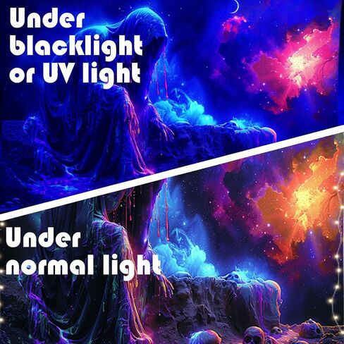 UV Reactive Tapestry Blacklight Skull Tapestry Sun Tapestries Moon Tapestries Gothic Skeleton Tapestry Colorful Witchy Tapestry Hippie Tapestry for Bedroom decor(39.4 in*59.1 in/100cm*150cm)OTEHOO tapestry style (H) in Saudi Arabia