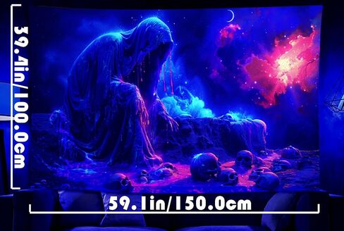 UV Reactive Tapestry Blacklight Skull Tapestry Sun Tapestries Moon Tapestries Gothic Skeleton Tapestry Colorful Witchy Tapestry Hippie Tapestry for Bedroom decor(39.4 in*59.1 in/100cm*150cm)OTEHOO tapestry style (H) in Saudi Arabia