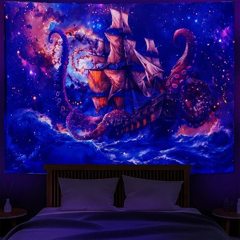 UV Reactive Tapestry Blacklight Skull Tapestry Sun Tapestries Moon Tapestries Gothic Skeleton Tapestry Colorful Witchy Tapestry Hippie Tapestry for Bedroom decor(39.4 in*59.1 in/100cm*150cm)OTEHOO tapestry style (H) in Saudi Arabia