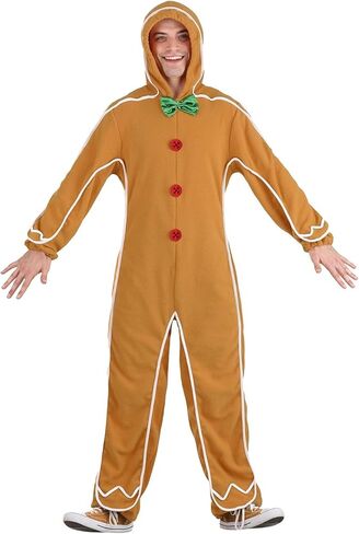 عيد الميلاد الكبار الاطفال الزنجبيل رجل قطعة واحدة زي أزرار القوس مقنعين طويلة الأكمام حزب تأثيري بذلة in Kuwait