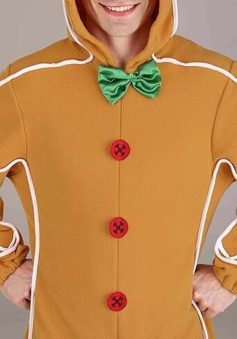 عيد الميلاد الكبار الاطفال الزنجبيل رجل قطعة واحدة زي أزرار القوس مقنعين طويلة الأكمام حزب تأثيري بذلة in Kuwait