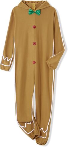 عيد الميلاد الكبار الاطفال الزنجبيل رجل قطعة واحدة زي أزرار القوس مقنعين طويلة الأكمام حزب تأثيري بذلة in Kuwait