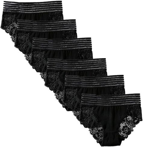 Lace Sexy Undies for Women Stretch Full Coverage Control High Waist Cheeky Top Panties 6 Pack S-4XL in Kuwait