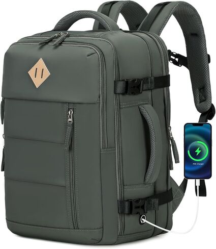 Travel Backpack for Men, 32L Expandable Carry On Flight Approved Backpack for Women 15.6inch Personal Item Travel Weekender Bag with Dry Wet Pocket, Green in Kuwait