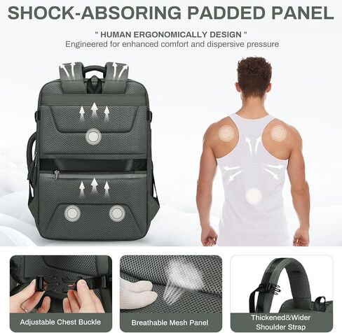 Travel Backpack for Men, 32L Expandable Carry On Flight Approved Backpack for Women 15.6inch Personal Item Travel Weekender Bag with Dry Wet Pocket, Green in Kuwait