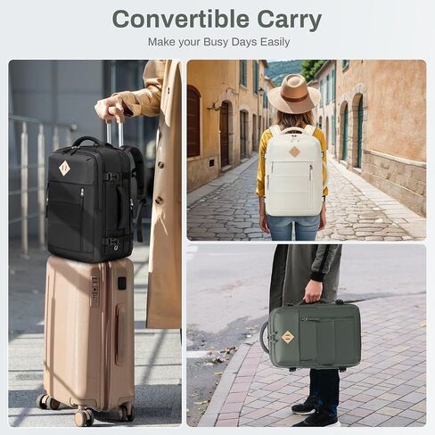Travel Backpack for Men, 32L Expandable Carry On Flight Approved Backpack for Women 15.6inch Personal Item Travel Weekender Bag with Dry Wet Pocket, Green in Kuwait
