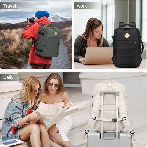 Travel Backpack for Men, 32L Expandable Carry On Flight Approved Backpack for Women 15.6inch Personal Item Travel Weekender Bag with Dry Wet Pocket, Green in Kuwait