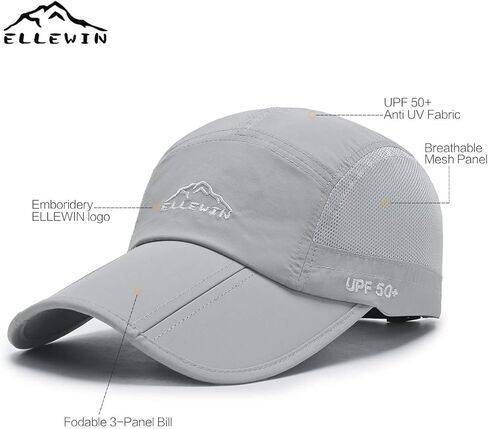 ELLEWIN 2 Pack Unisex Baseball Cap Foldable Sports Hat with UPF 50+ Runing Hat in Kuwait