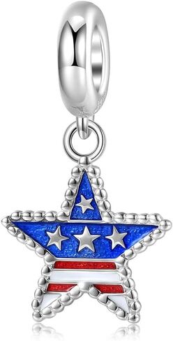 USA Flag Charm 925 Sterling Silver Heart Charm Butterfly Sun Moon Star Love Anniversary Charm for Pandora Charm Bracelet in Kuwait