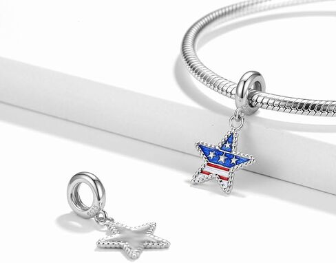 USA Flag Charm 925 Sterling Silver Heart Charm Butterfly Sun Moon Star Love Anniversary Charm for Pandora Charm Bracelet in Kuwait