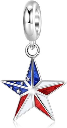USA Flag Charm 925 Sterling Silver Heart Charm Butterfly Sun Moon Star Love Anniversary Charm for Pandora Charm Bracelet in Kuwait
