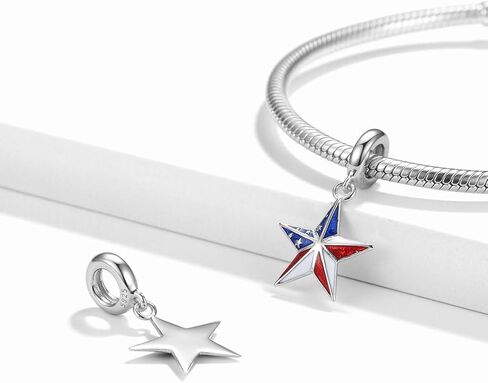 USA Flag Charm 925 Sterling Silver Heart Charm Butterfly Sun Moon Star Love Anniversary Charm for Pandora Charm Bracelet in Kuwait