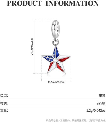 USA Flag Charm 925 Sterling Silver Heart Charm Butterfly Sun Moon Star Love Anniversary Charm for Pandora Charm Bracelet in Kuwait