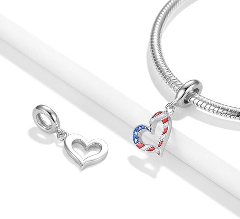USA Flag Charm 925 Sterling Silver Heart Charm Butterfly Sun Moon Star Love Anniversary Charm for Pandora Charm Bracelet in Kuwait